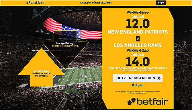 Super Bowl Wetten Quotenboost bei Betfair