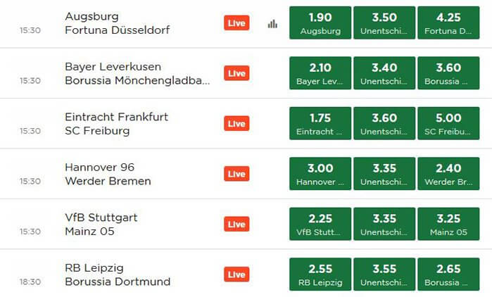 Mr. Green Wettquoten Bundesliga