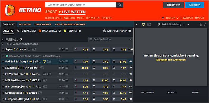 Live Wetten Startseite von Betano Betano Live Wetten Startseite