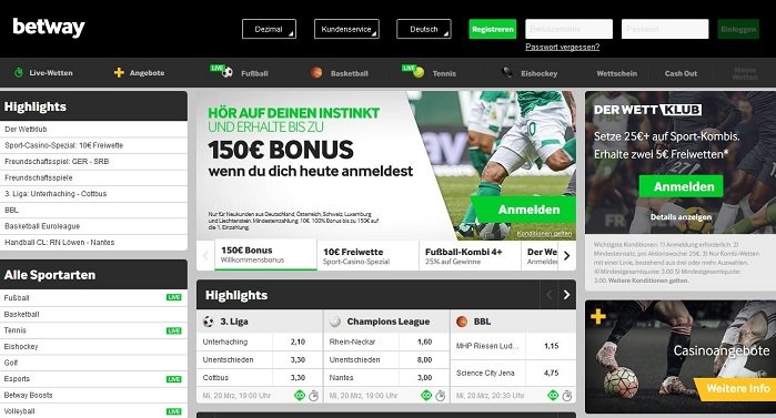 Neue Webseite von Betway