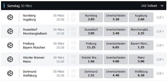 SpeedyBet Wettquoten Bundesliga