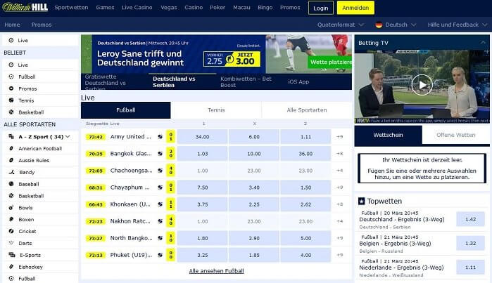 William Hill neue Webseite