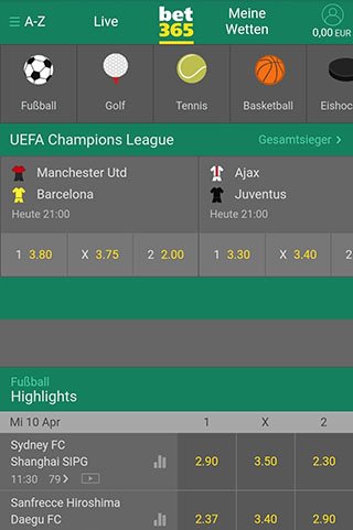 Wetten bei Bet365 Bet365 App