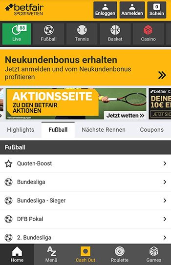 Wetten bei Betfair Betfair App