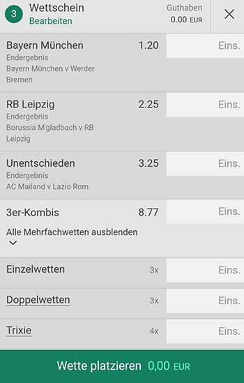 Bet365 Wette abgeben