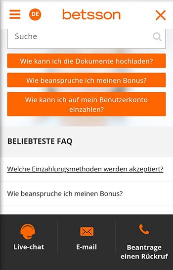 Betsson Kundenservice