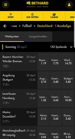 Bethard Wettquoten Bundesliga