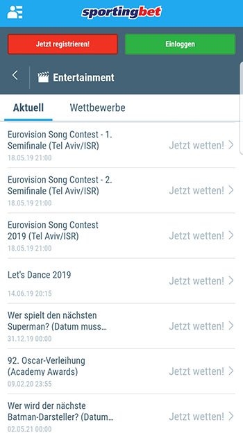 Sportingbet Wettangebot