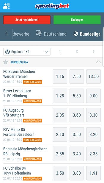 Sportingbet Wettquoten