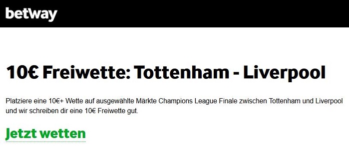 CL Aktion bei Betway Champions league Wetten Betway