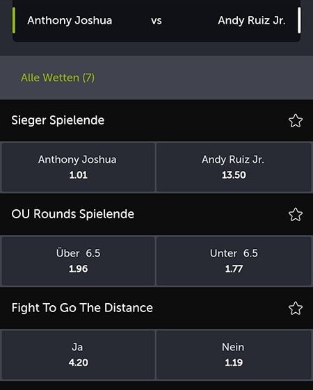 Wetten auf Joshua vs. Ruiz bei ComeOn Joshua vs. Ruiz Boxen