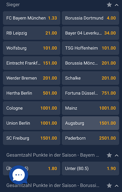 STSbet Langzeitwette Bundesliga