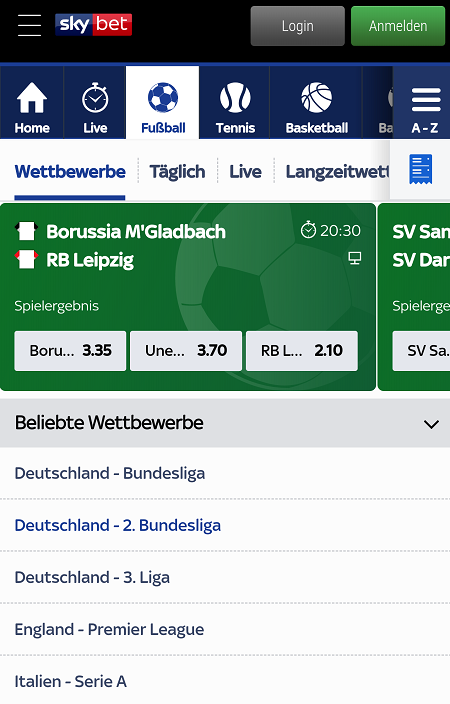 Skybet Wettangebot Fußball