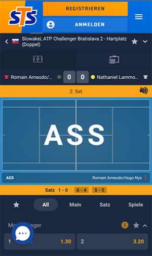 Tennis Livewetten bei STS