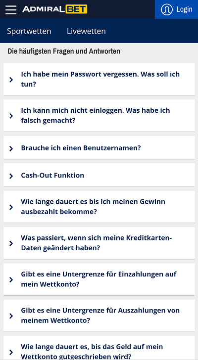 AdmiralBet Kundenservice FAQ