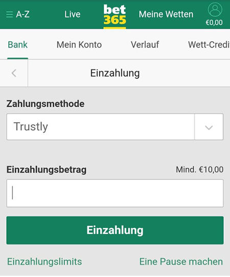 Bet365 mit Trustly