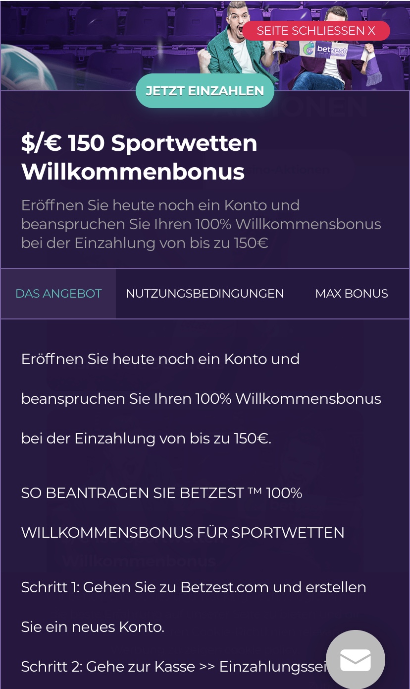 Betzest Bonus neukunden