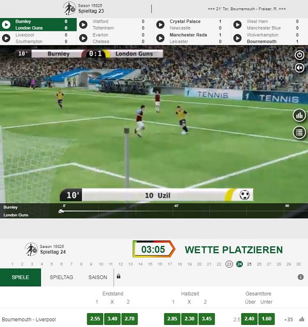 Unibet virtuelle Wetten Fußball
