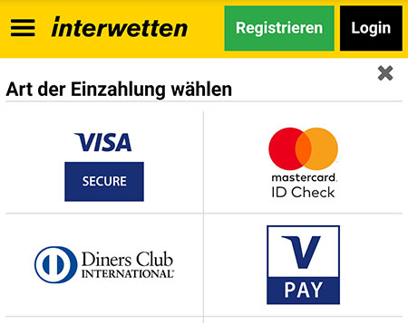 Sportwetten mit Kreditkarte bei Interwetten