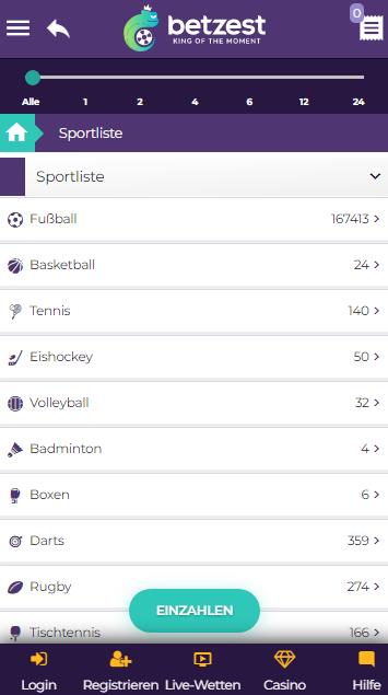 Betzest - Sportartenauswahl