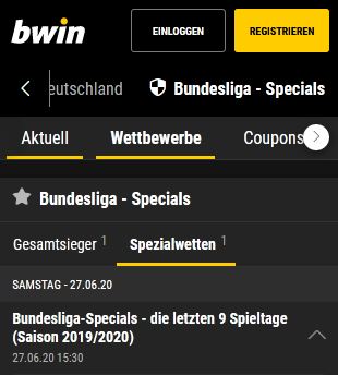 Bwin Bundesliga Wetten Spezialwetten