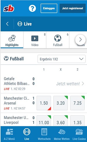 Sportingbet Livewetten Fussball