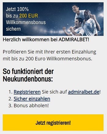 AdmiralBet Neukunden Bonus