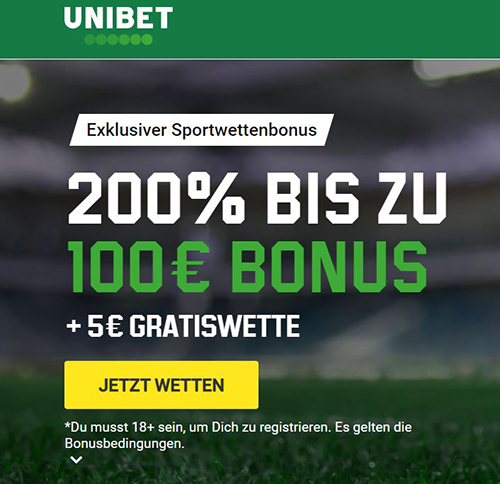 Unibet 100€ Exklusivbonus