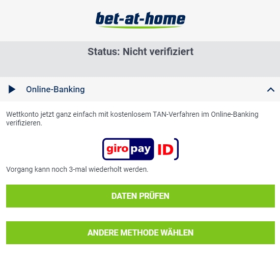 bet-at-home Verifizierung