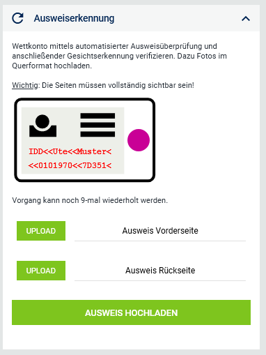 Bet-at-home Verifizierung Kontoeröffnung Anmeldung Login Ausweis