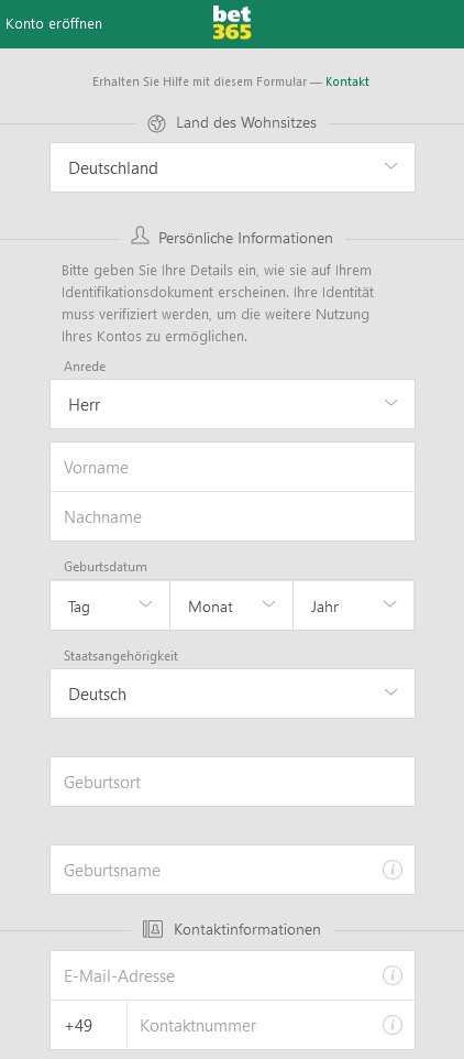 bet365 Registrierung