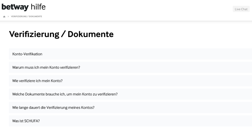 Betway Hilfe Verifizierung