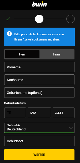 Bwin Registrierung