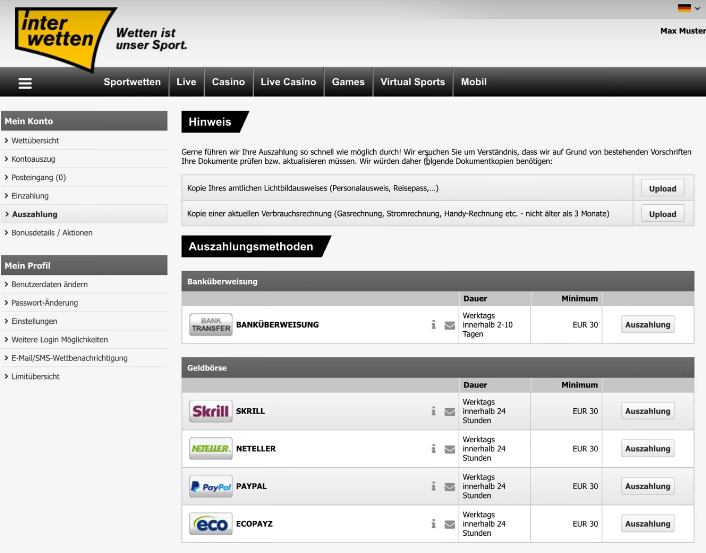Interwetten verifizierung