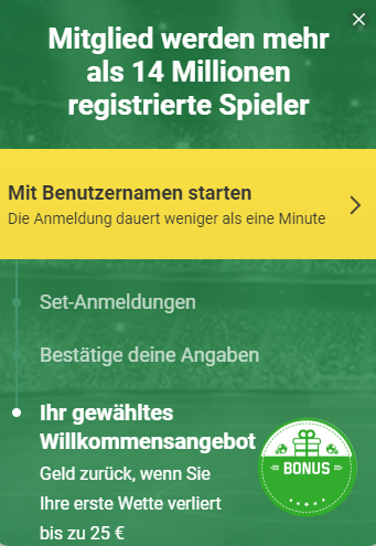 Unibet Registrierung Konto eröfnnen