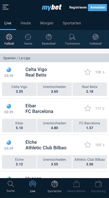 live wetten in der mybet app