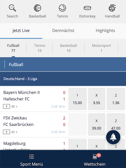 Sunmaker App Live Wetten