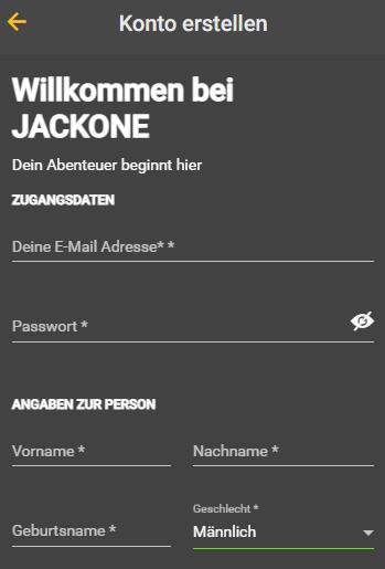 jackone mobile app  anmeldung registrierung
