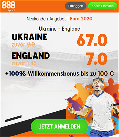 888Sport bonus quoten boost ukraine england euro 20 21 viertelfinale
