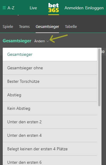 Bet365 Spezialwetten