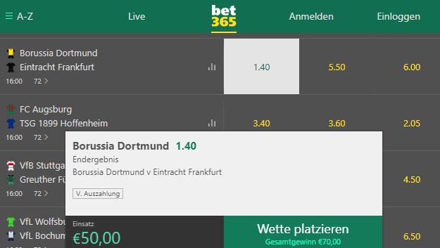 Wetten bei Bet365