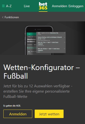 Bet365 wetten konfigurator