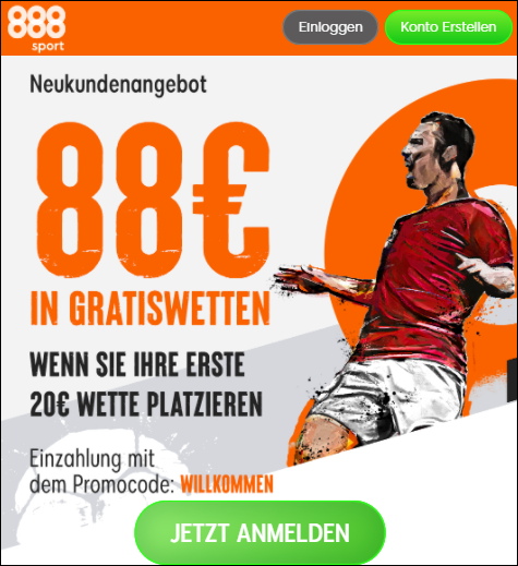 888Sport Neukunden Bonus 20 platzieren 88 kassieren