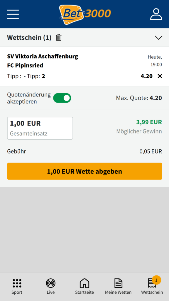 Bet3000 Wettschein