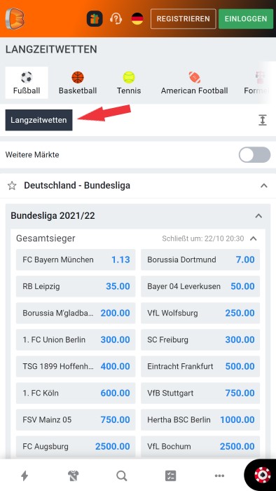 Betano Fußball Langzeitwetten