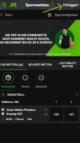 Mobilebet anmelden