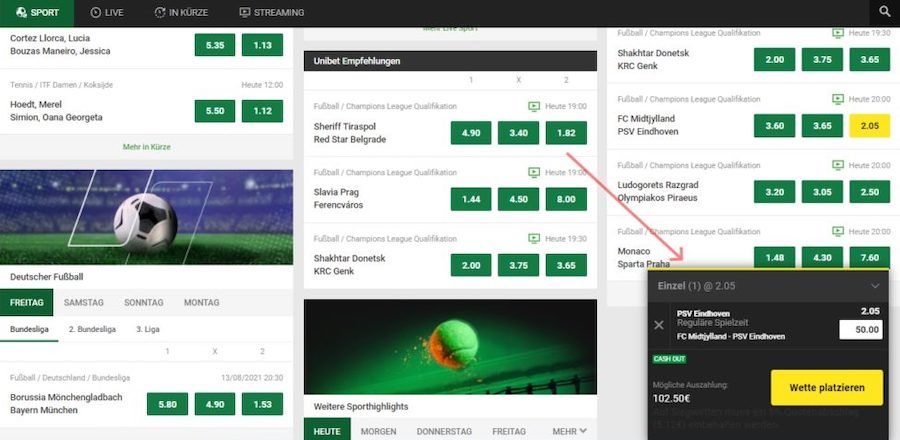 Unibet Wettschein Desktop