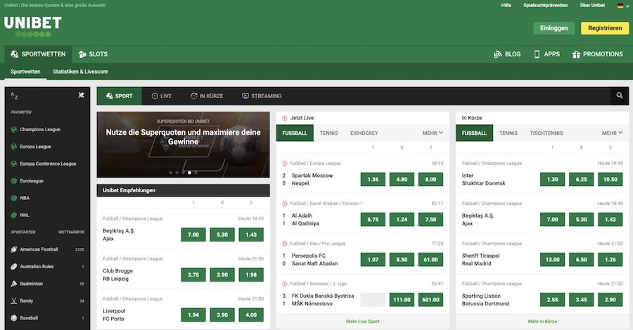 Unibet Deutschland Startseite