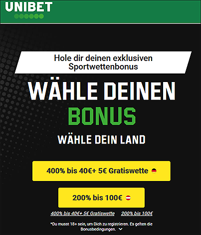 400% Neukunden Bonus bei Unibet