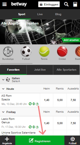Betway Registrierung